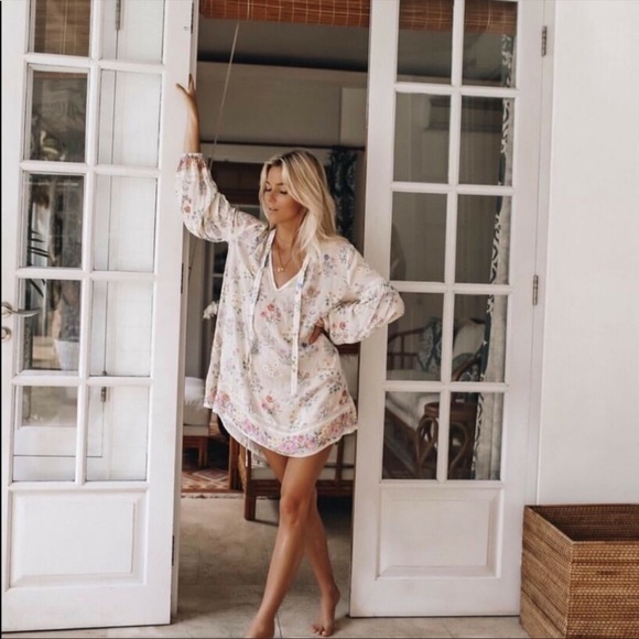 SPELL Cream Pink Yellow Blue Floral Posy Mini Dress - Gardenia - Picture 1 of 10